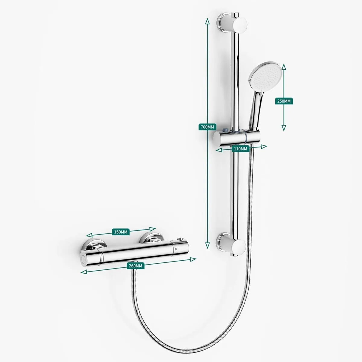 Thermostatic Shower Bar with Adjustable Riser Kit - Image 3