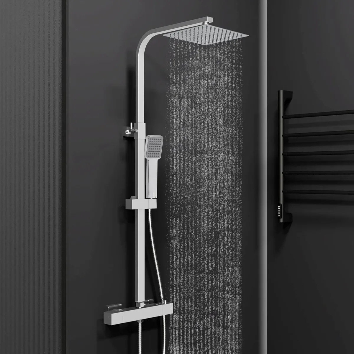 Thermostatic Shower Mixer Set Dual Rainfall Heads - Image 1