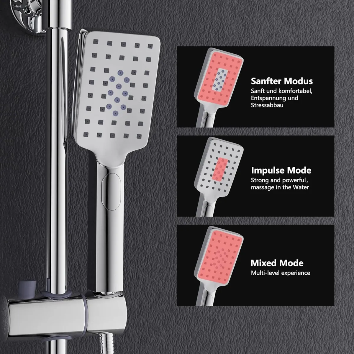 Thermostatic Shower Set Adjustable Height System - Image 4