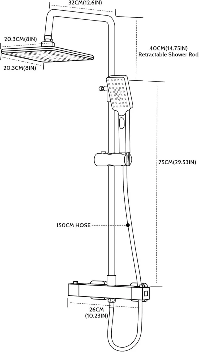 Thermostatic Shower Set Adjustable Height System - Image 2