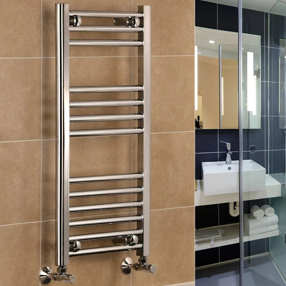 Chrome Straight Heated Towel Rail 400mm W x - Image 2
