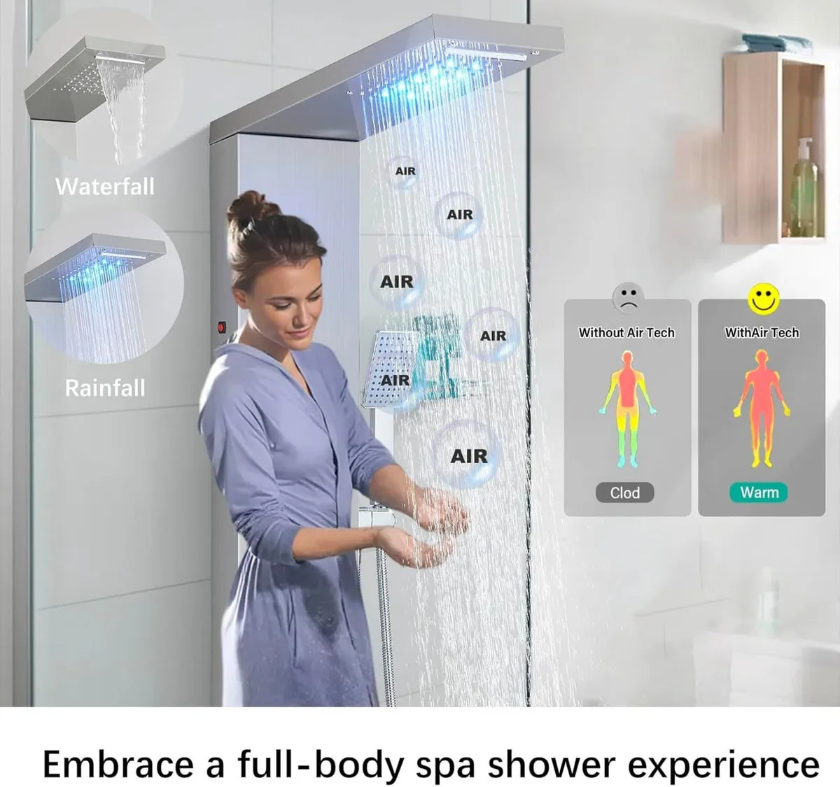 Shower Panel Column Tower- Waterfall Rainfall - Image 4