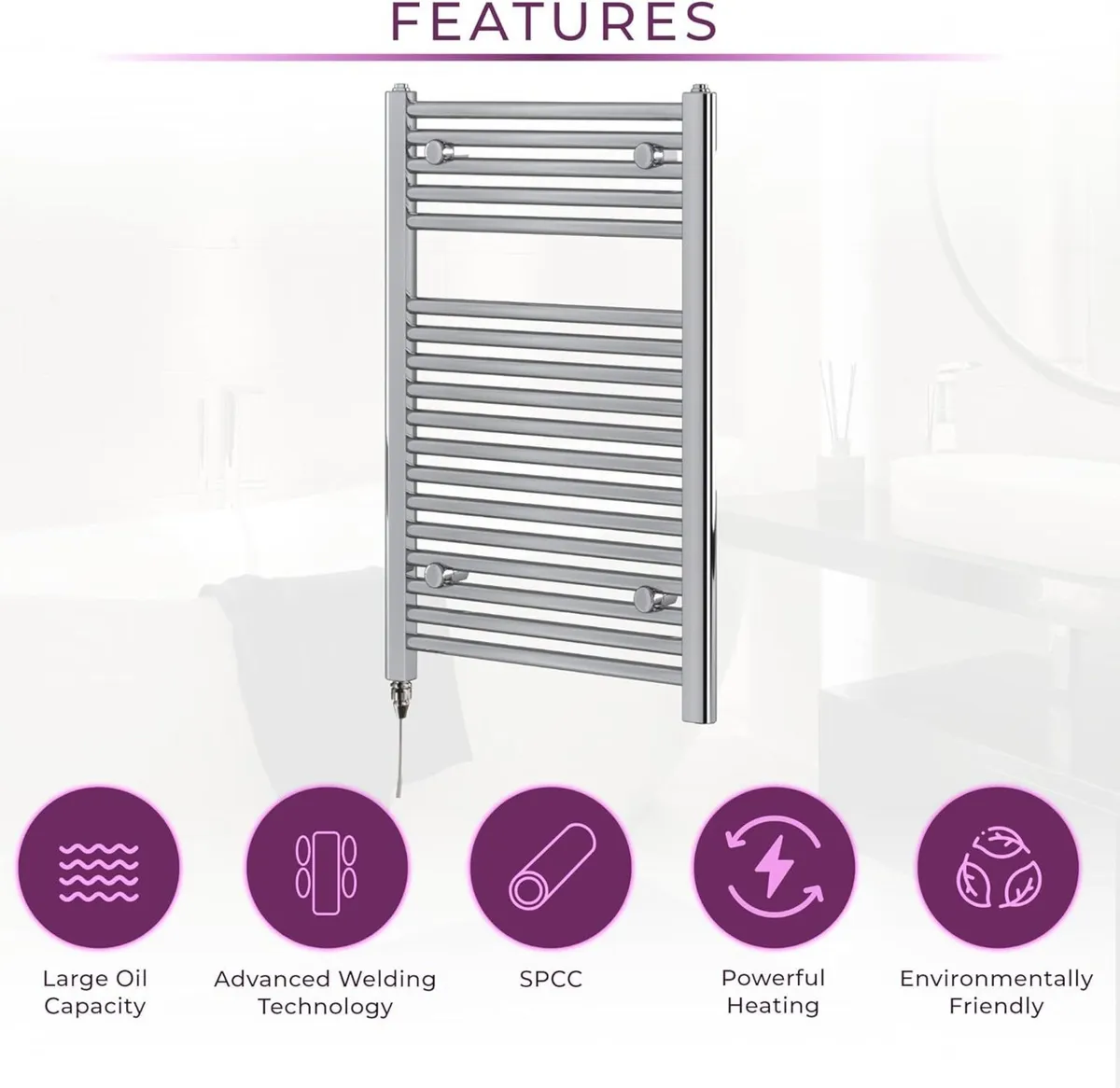 Newark Chrome Electric Towel Radiator Warmer Rail - Image 2