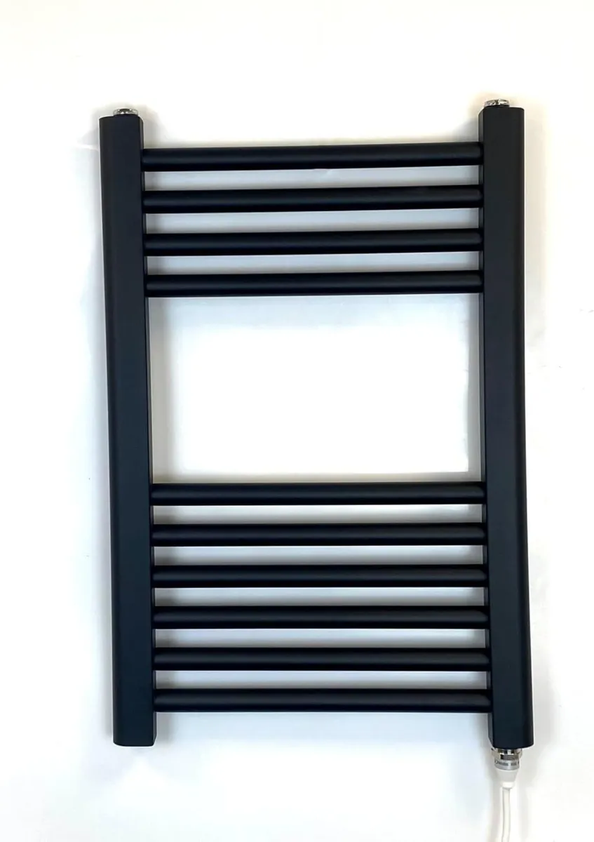 400w x 600h Black Electric Straight Heated Towel - Image 2