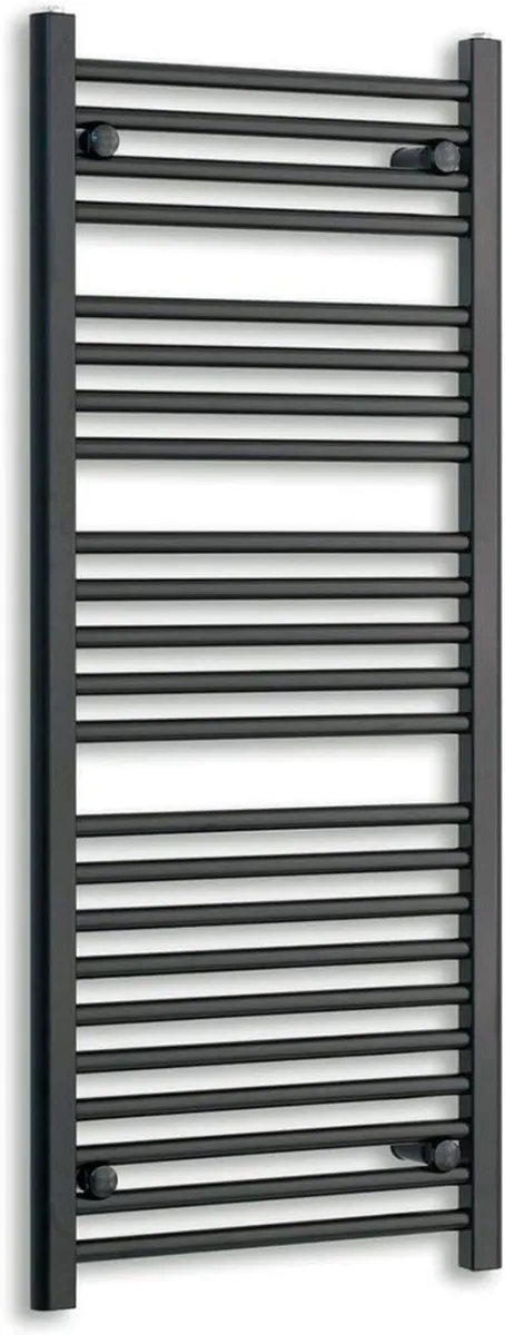 450mm Wide Black Heated Towel Rail Straight Flat