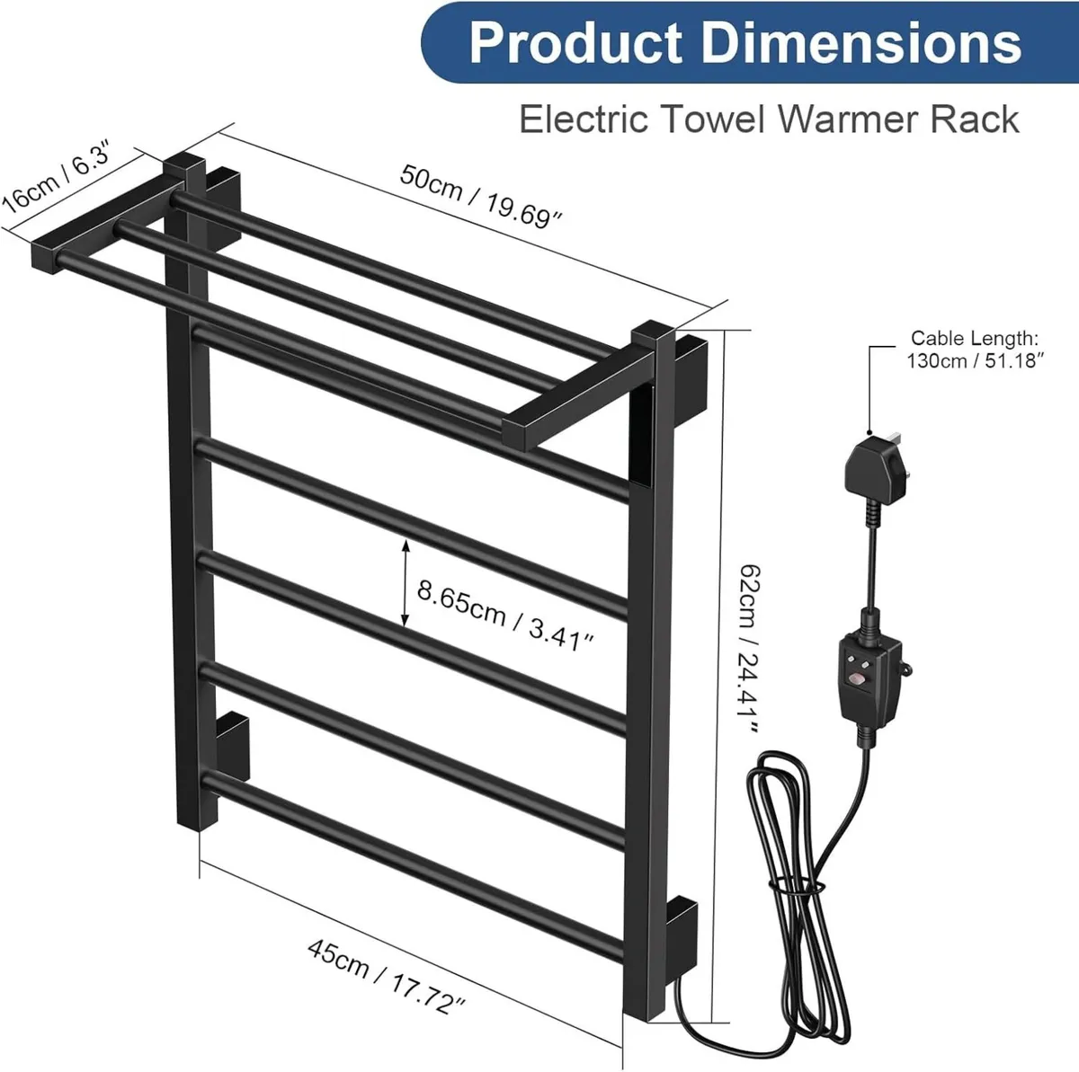 Electric Heated Towel Rail for Bathroom Hot - Image 2