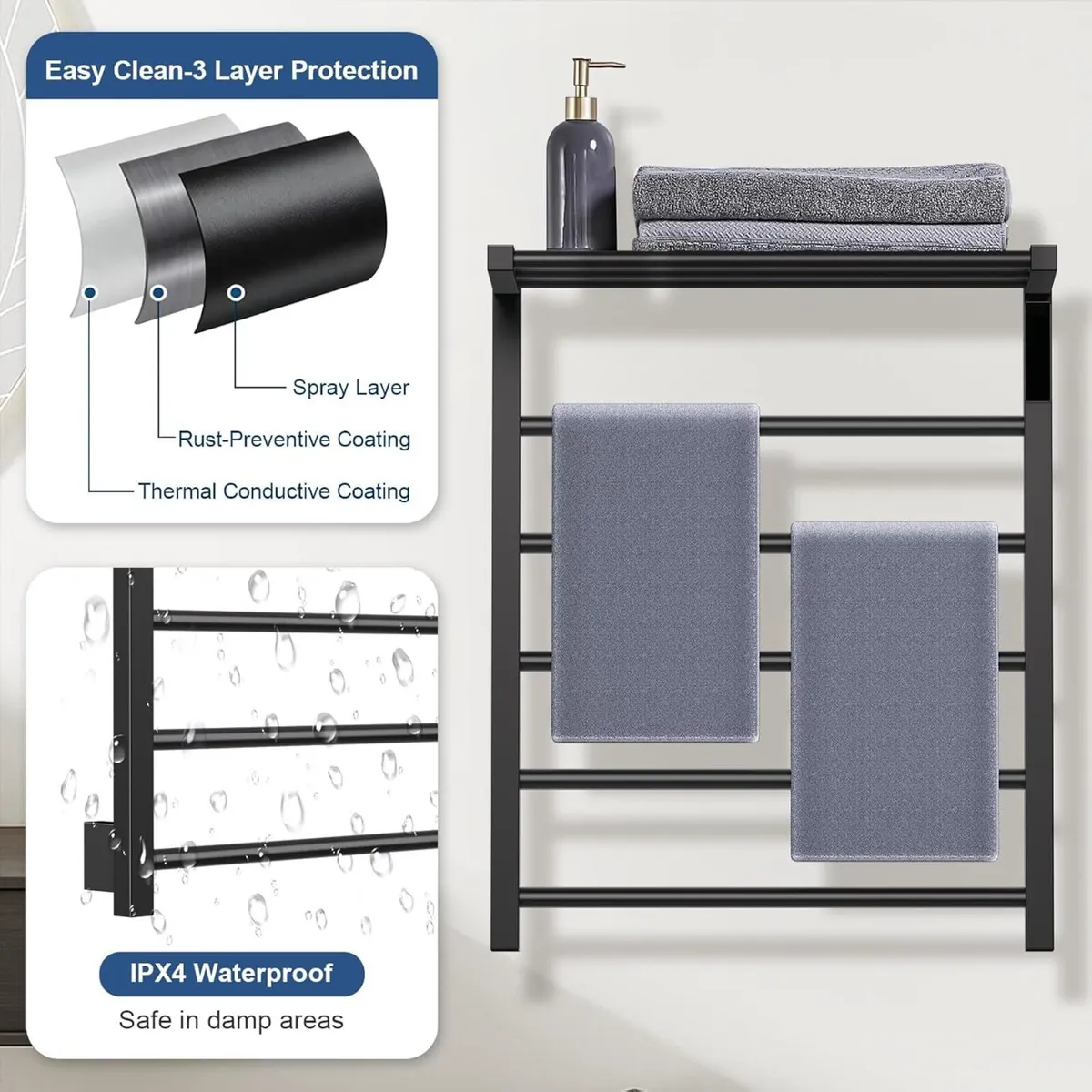 Electric Heated Towel Rail for Bathroom Hot - Image 4