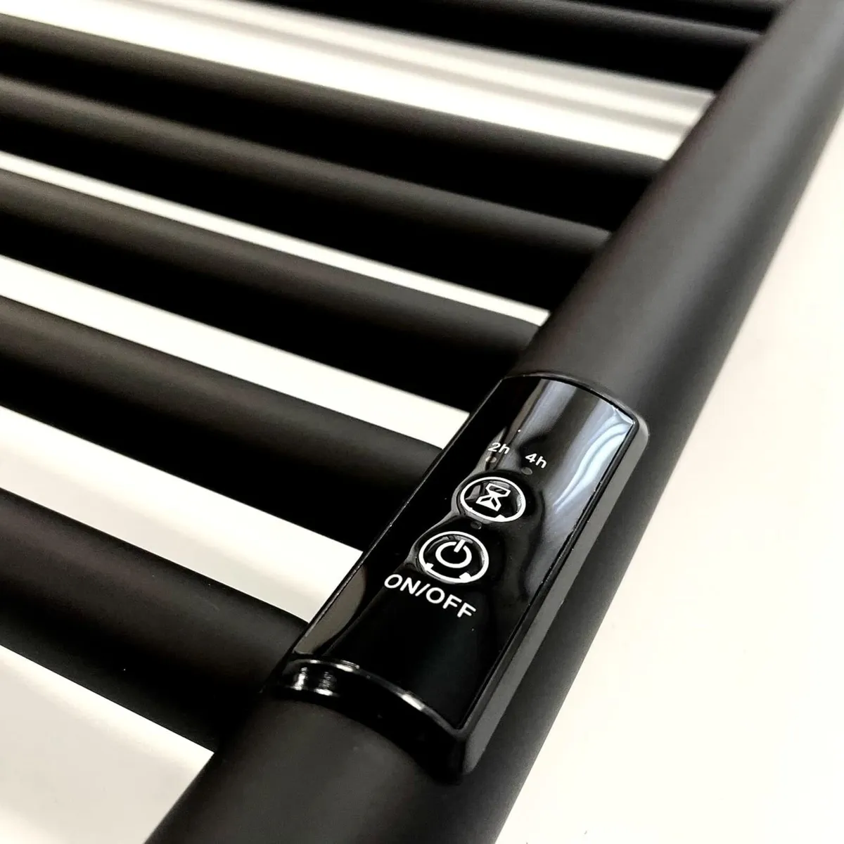 Black Electric Heated Towel Rail 300mm W x 720 H - Image 2