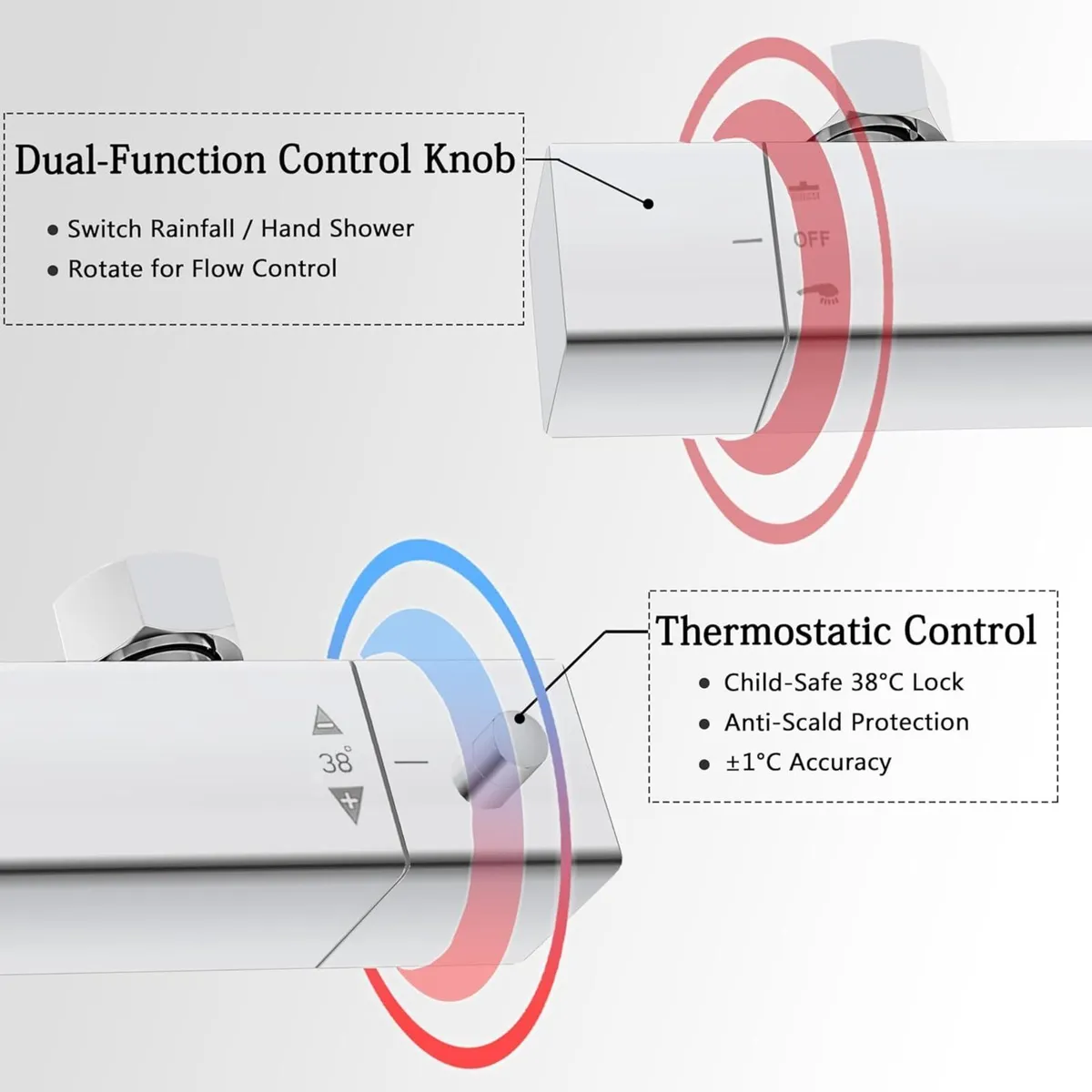 Thermostatic Bar Shower Mixer Set – 12 Rainfall - Image 4