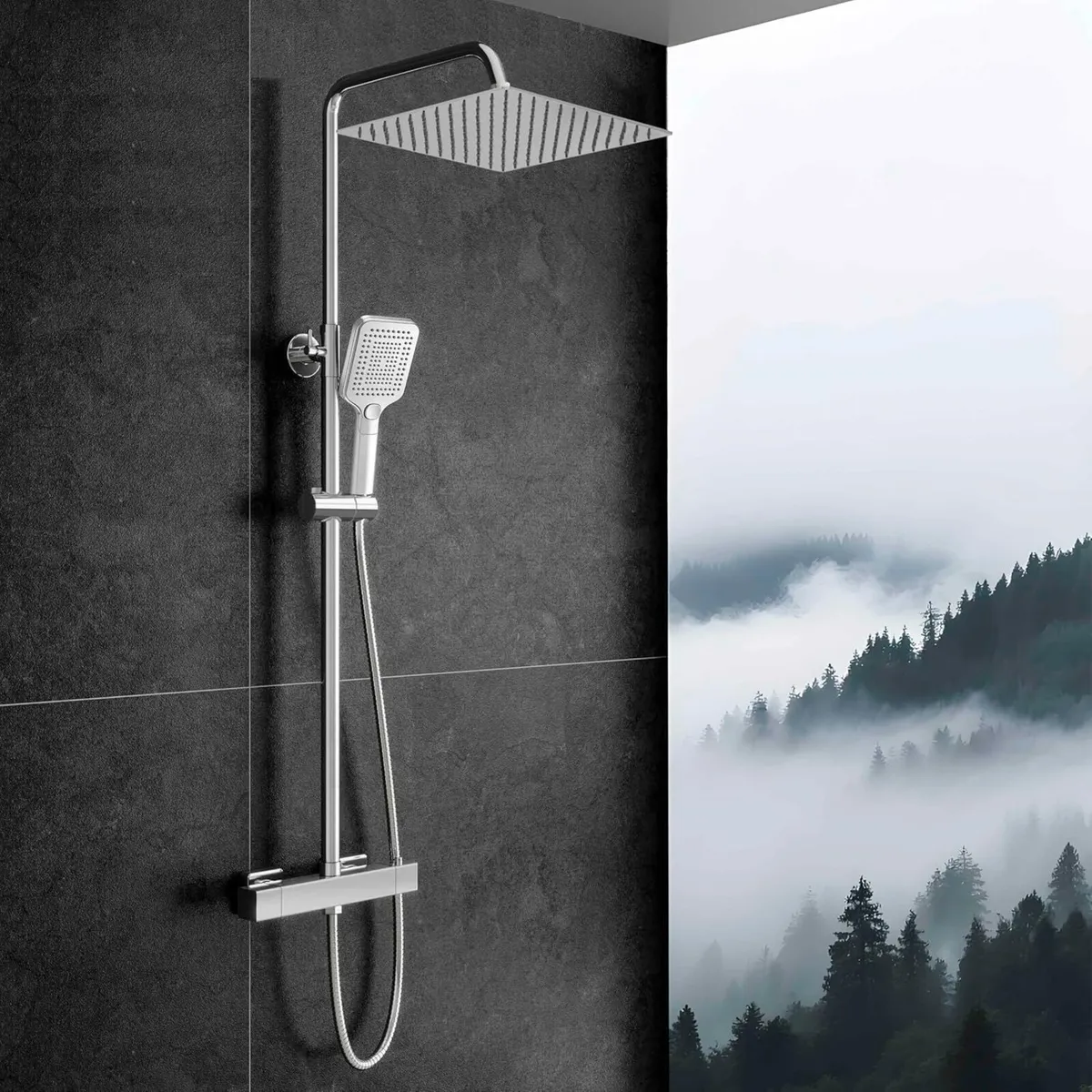 Thermostatic Bar Shower Mixer Set – 12 Rainfall - Image 1