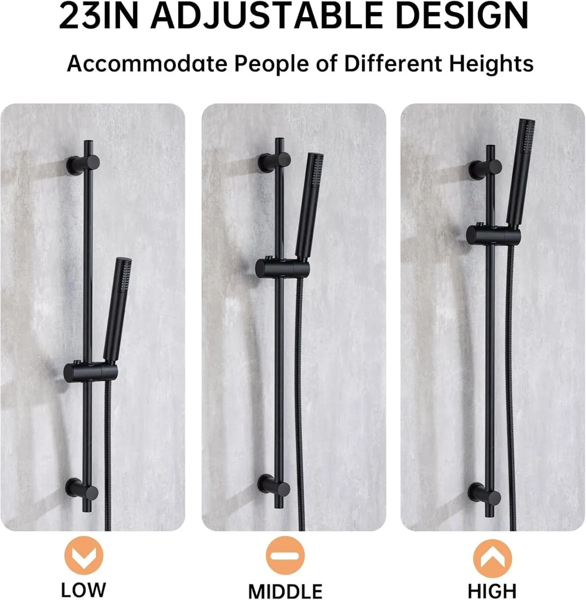 Matte Black Thermostatic Shower Mixer Set Wall - Image 4