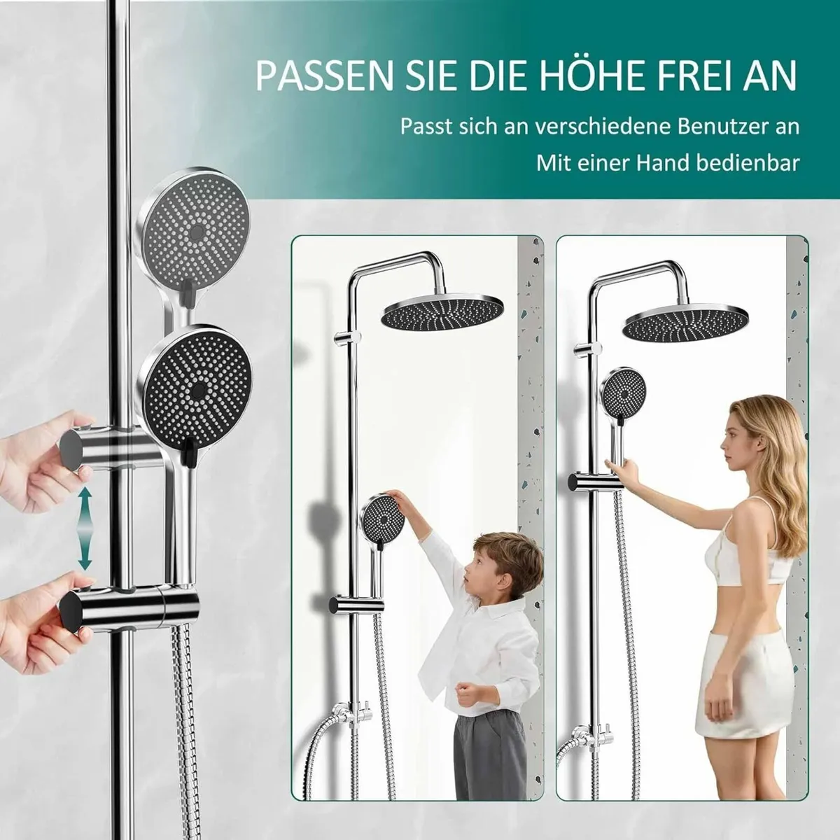 Shower Riser Rail Kit with 10.23 Rainfall - Image 4