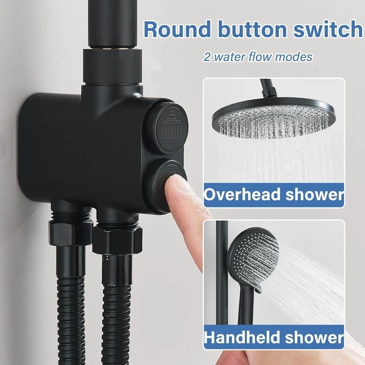 Shower Riser Rail Kit Black 10 Round Rainfall - Image 4