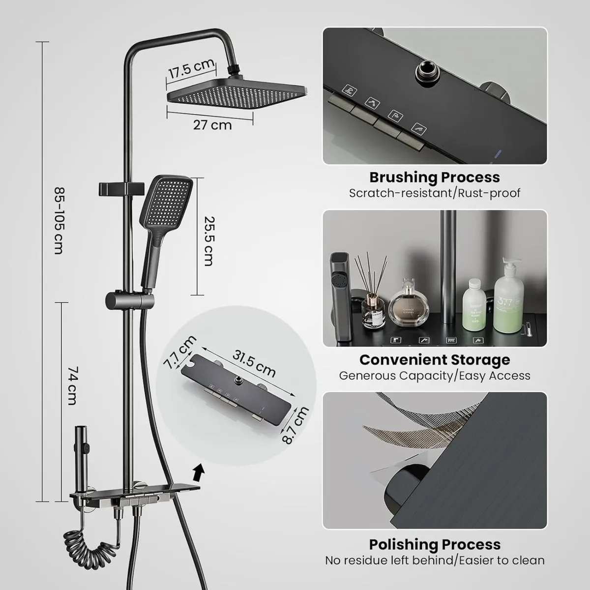 Upgraded Thermostatic Shower Mixer Modern Riser - Image 2