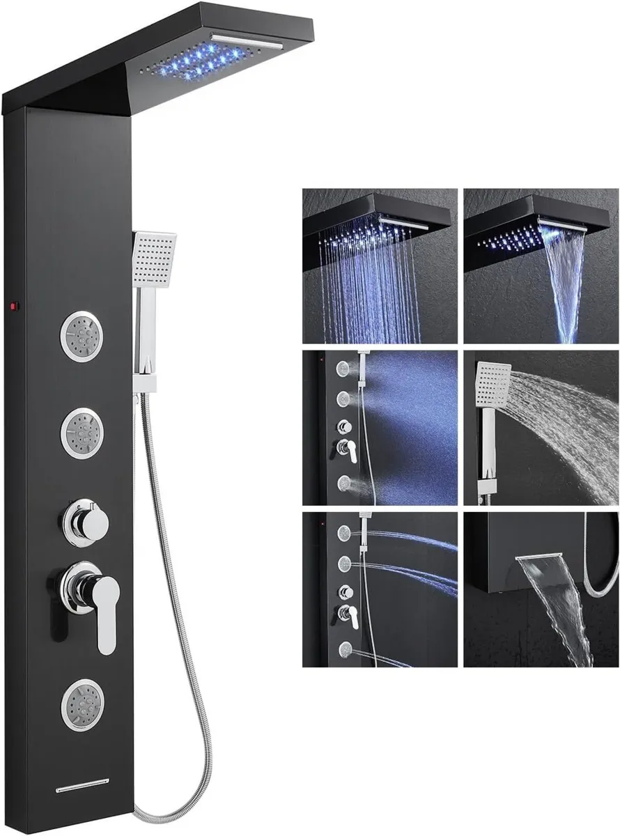 LED Shower Panel Tower System 6 in 1- Waterfall - Image 1