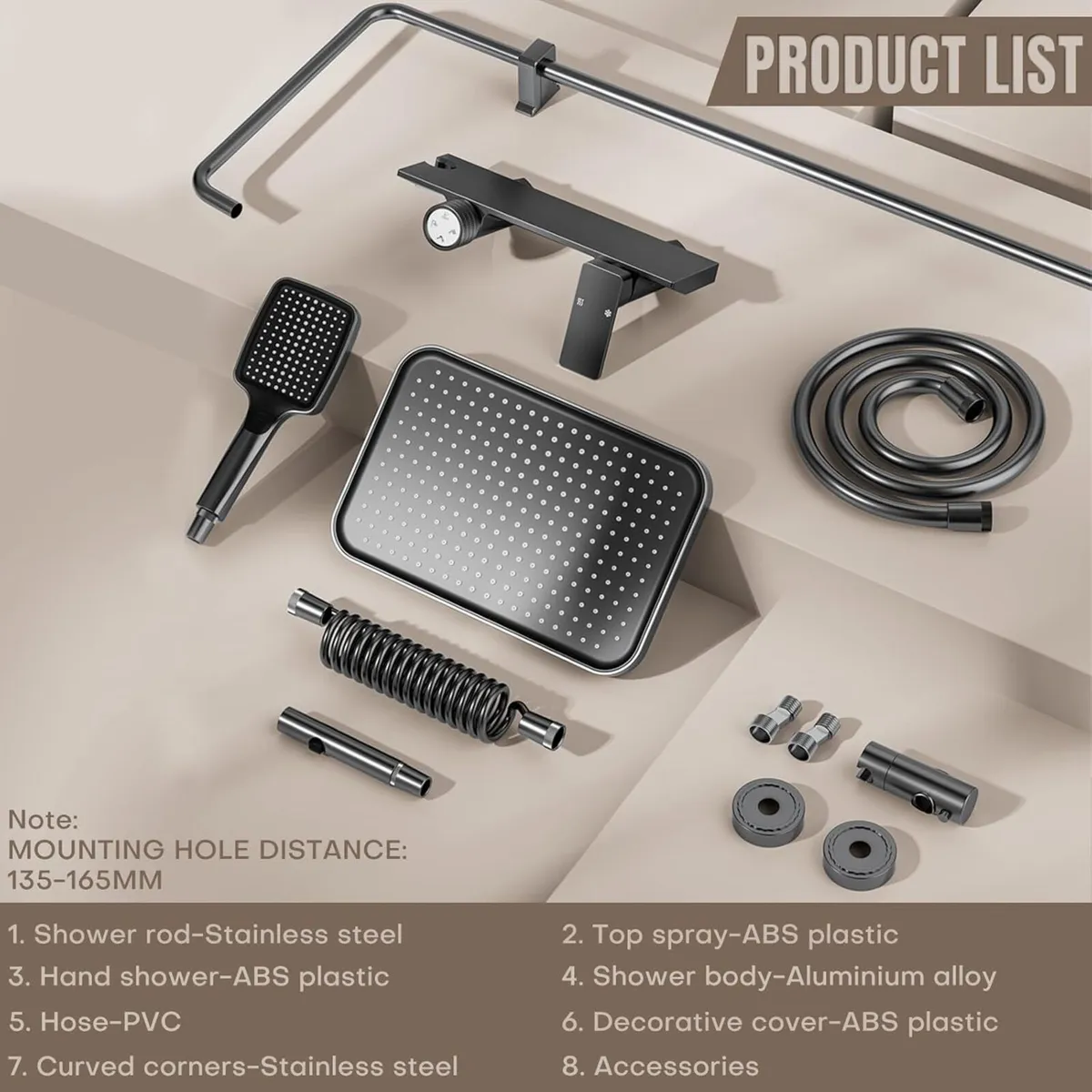 4 Modes Bathroom Shower Mixer Set Overhead - Image 4