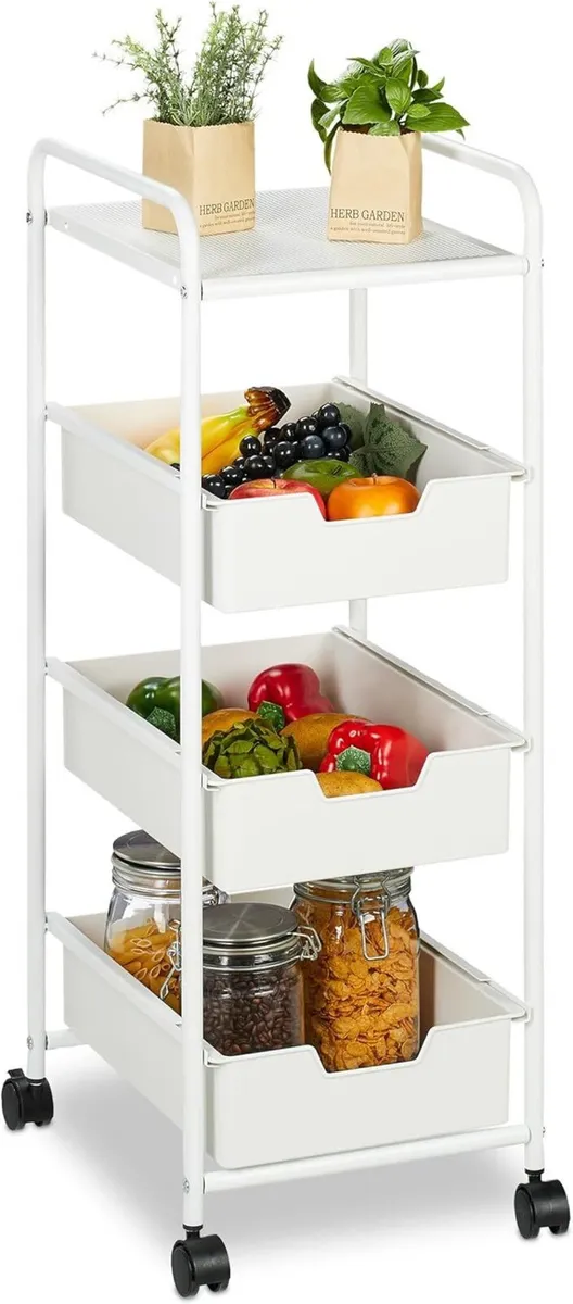 Storage Trolley 3 Drawers Cart for Kitchen - Image 1