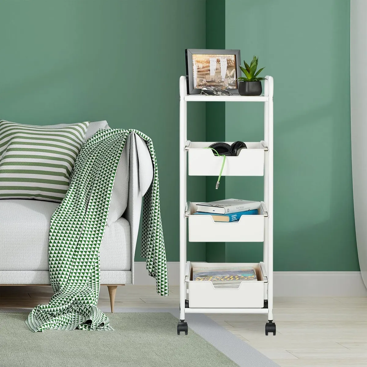 Storage Trolley 3 Drawers Cart for Kitchen - Image 2