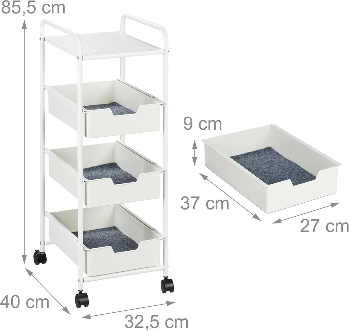 Storage Trolley 3 Drawers Cart for Kitchen - Image 3