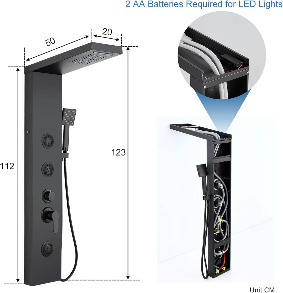 Shower Tower Panel with Mixer 6 Modes: LED - Image 2