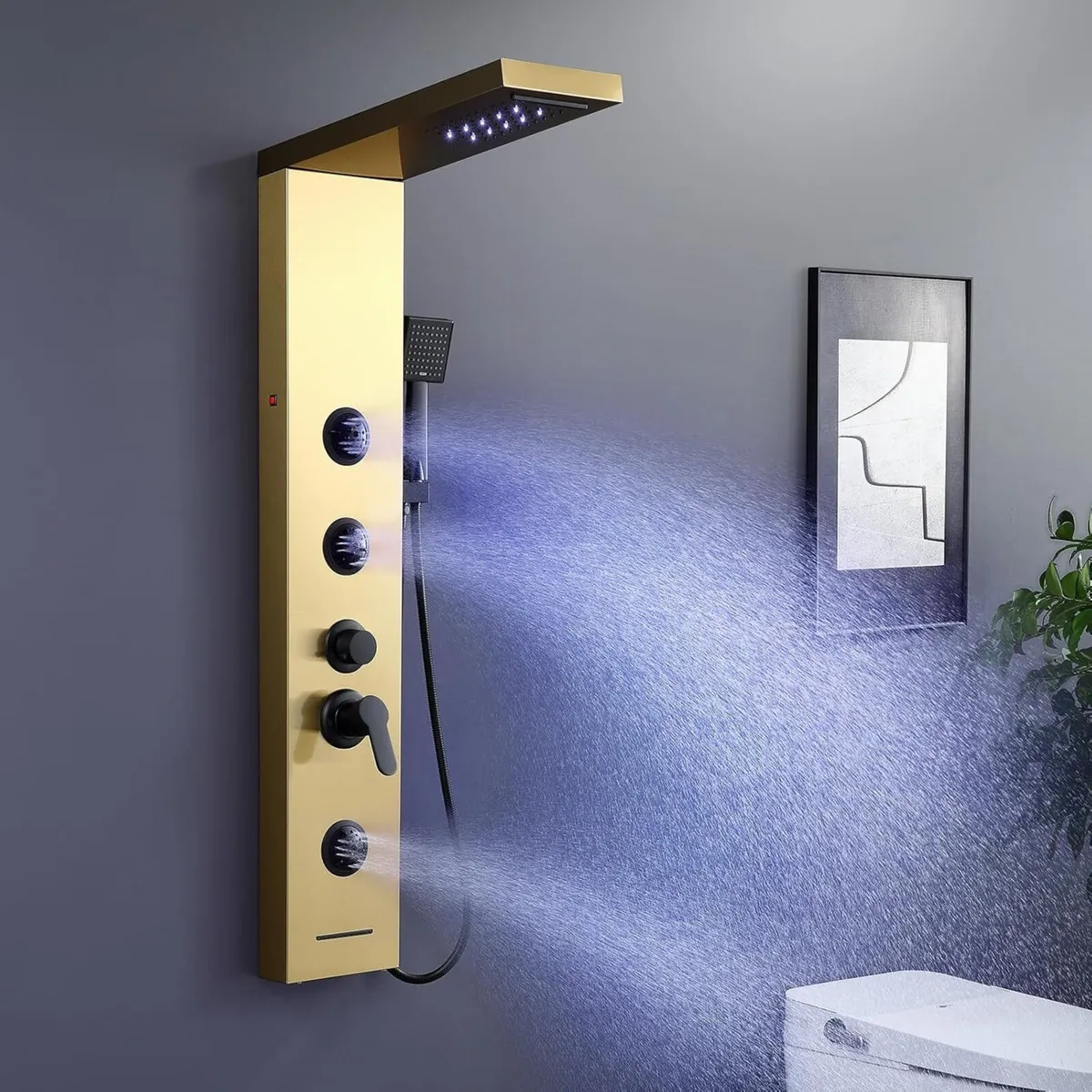 Golden Shower Panel Tower with Mixer 6-Mode: LED - Image 1