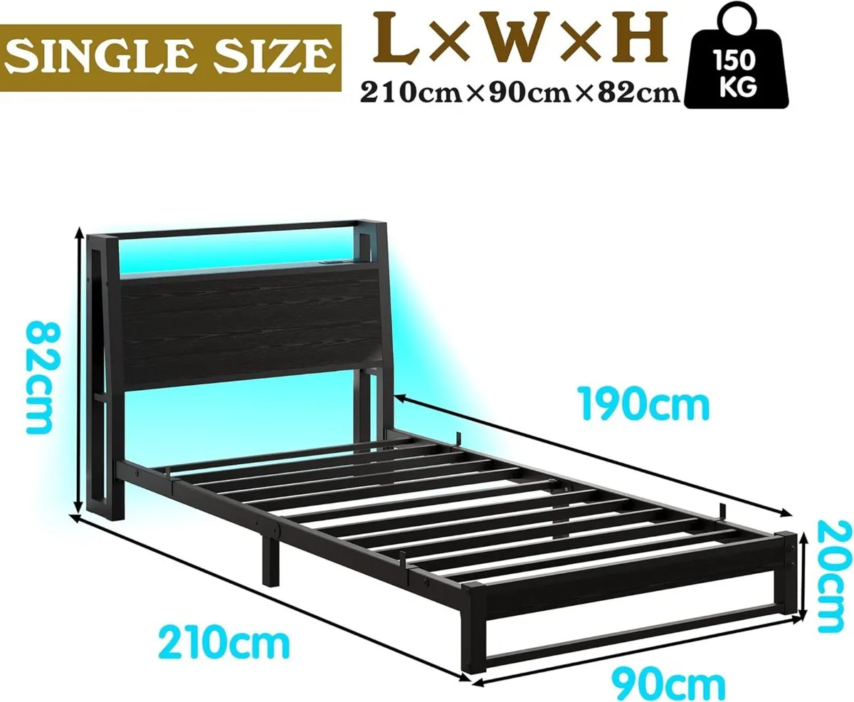 3ft Single Bed Frame with Ergonomic Storage - Image 2