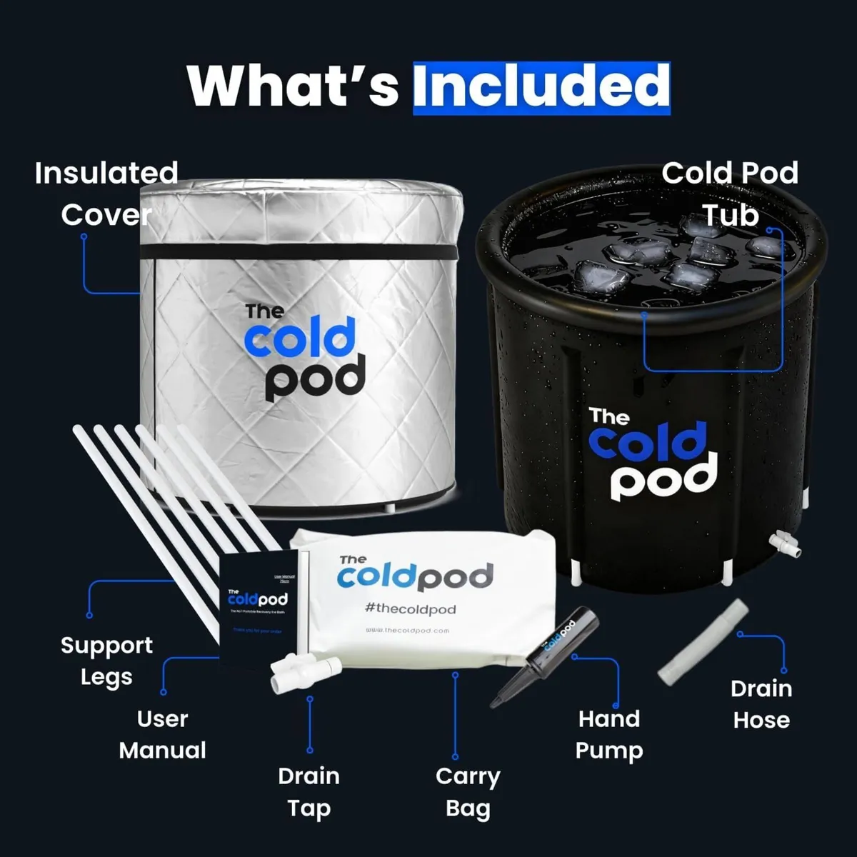 Insulated Ice Bath Tub with Cover 300L Cold - Image 2