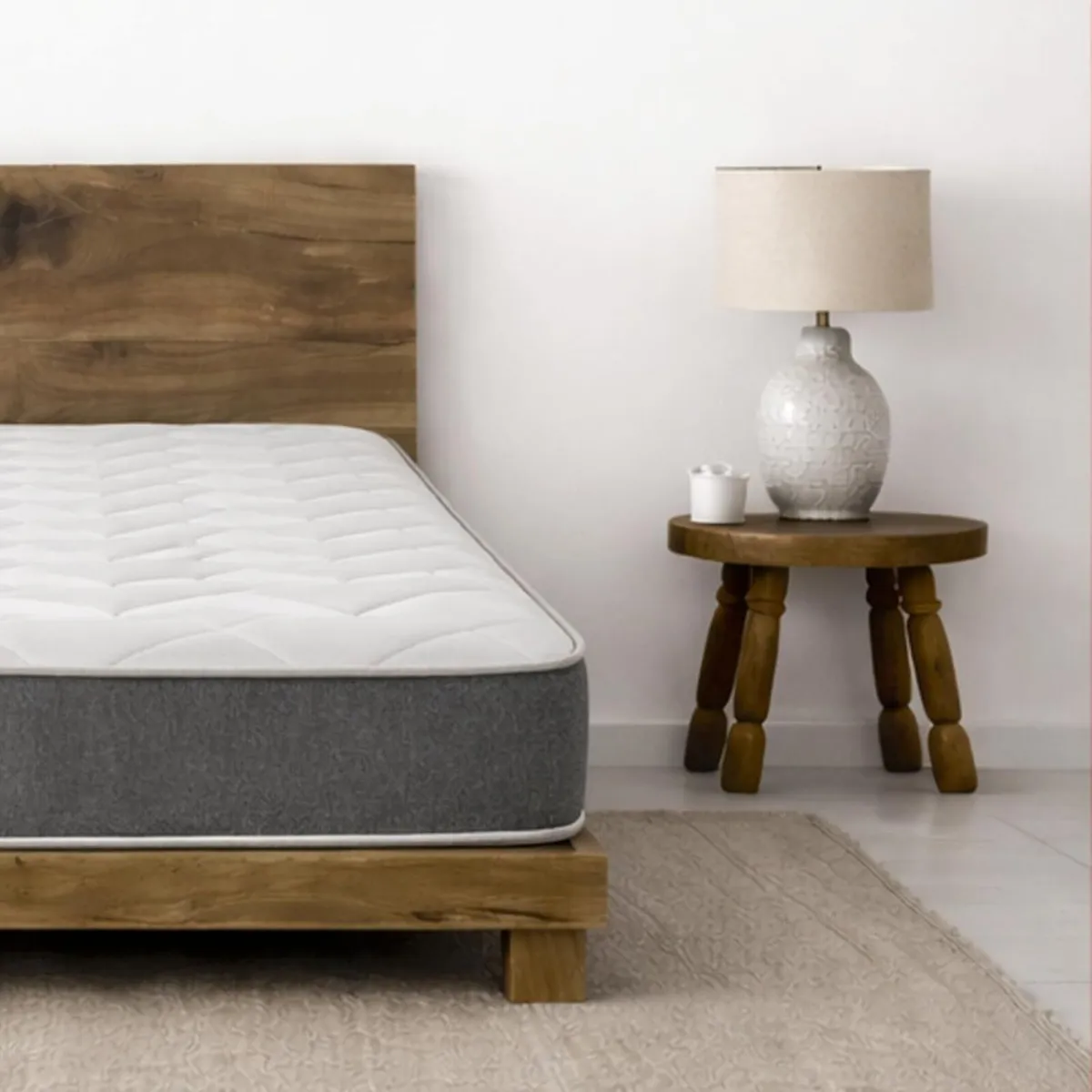 Single Mattress with Springs Memory Foam - Grey - Image 1