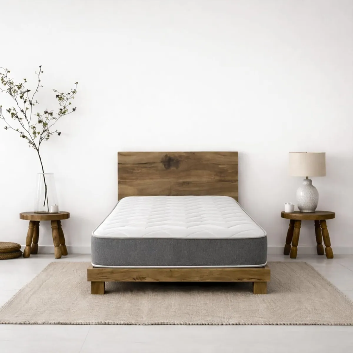Single Mattress with Springs Memory Foam - Grey - Image 2