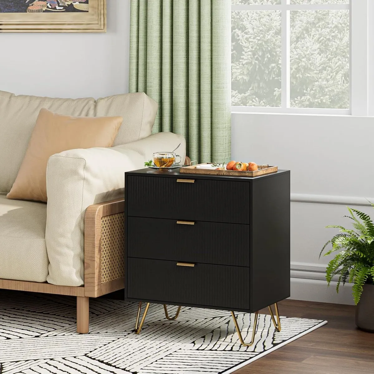 Bedside Table with 3 Drawers Chest of Bedroom - Image 4