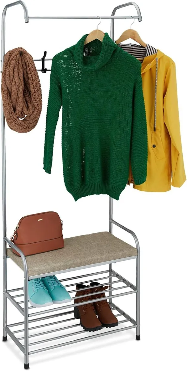 Coat Rack with Shoe Shelf Bench made of Metal - Image 1