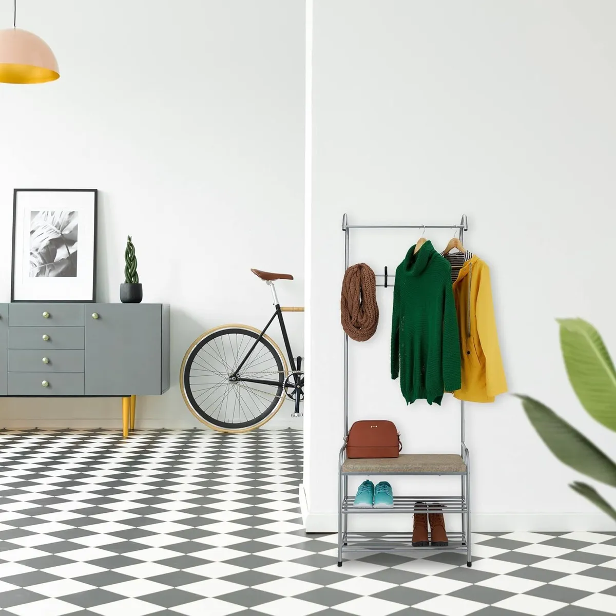 Coat Rack with Shoe Shelf Bench made of Metal - Image 2