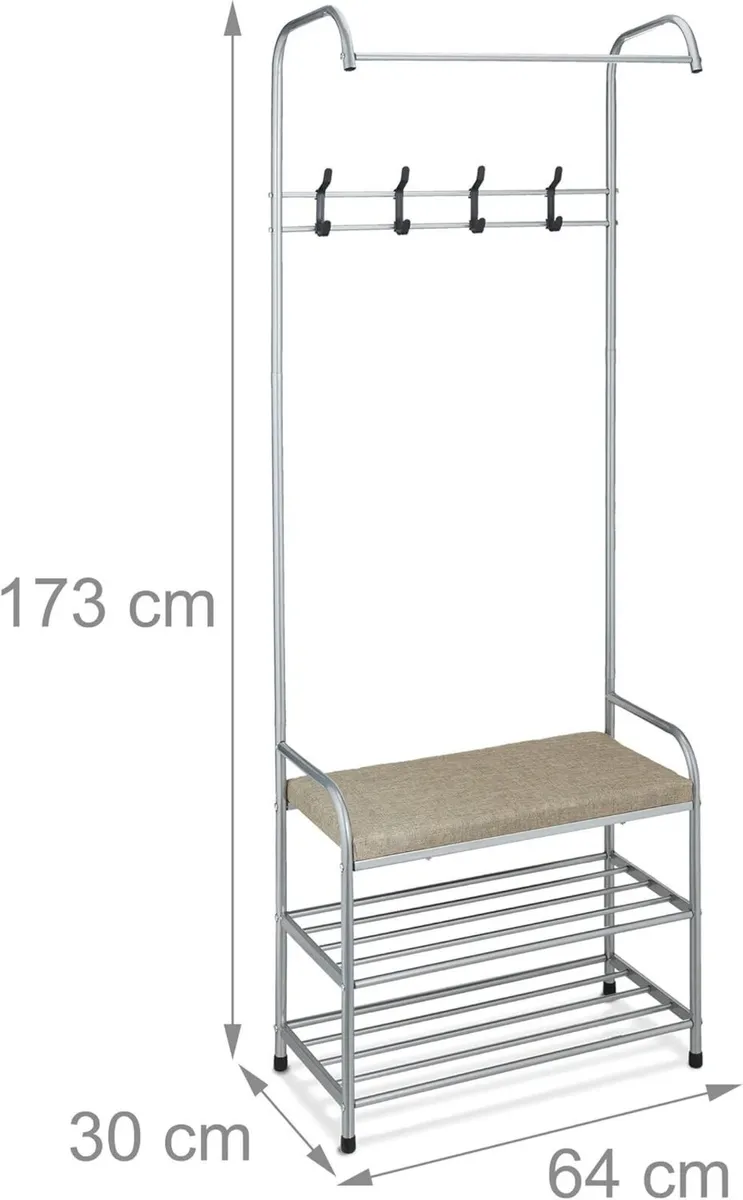 Coat Rack with Shoe Shelf Bench made of Metal - Image 3