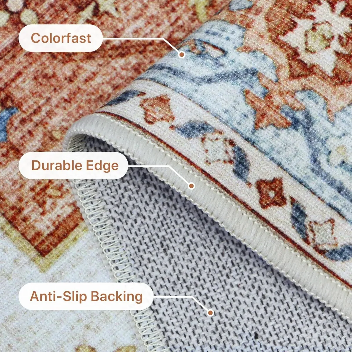 Extra Large Washable Rugs 240x300cm Vintage Area - Image 3
