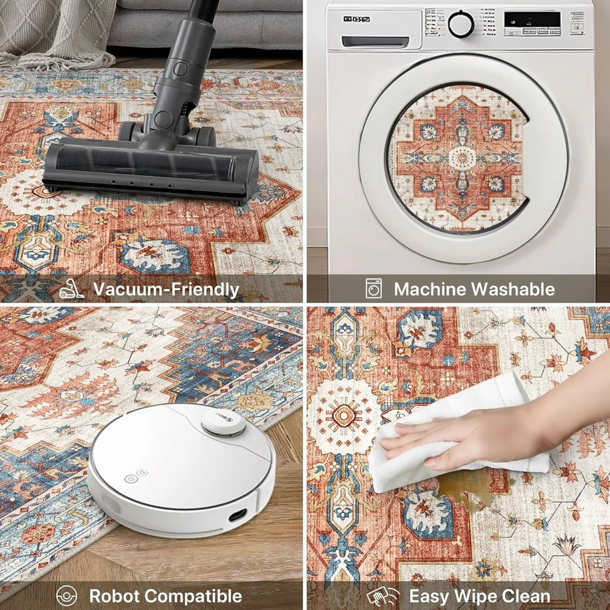 Extra Large Washable Rugs 240x300cm Vintage Area - Image 4