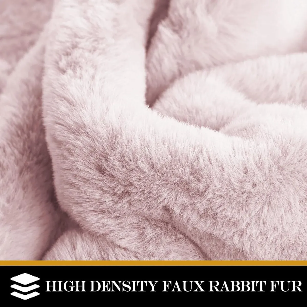 180 x 270cm Light Pink Faux Rabbit Fur Living - Image 3
