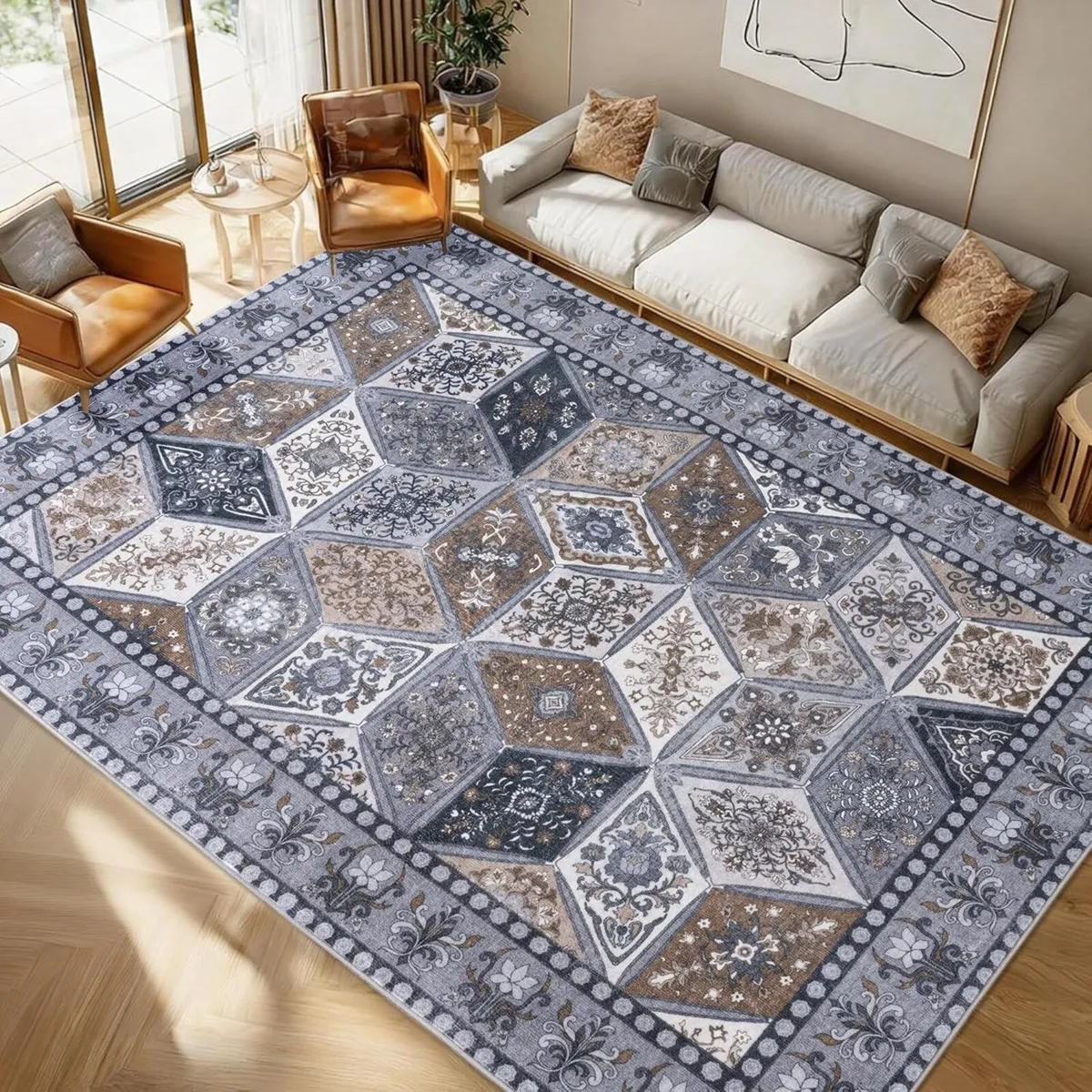 Vintage Area Rugs for Bedroom 200x230 cm Retro - Image 1
