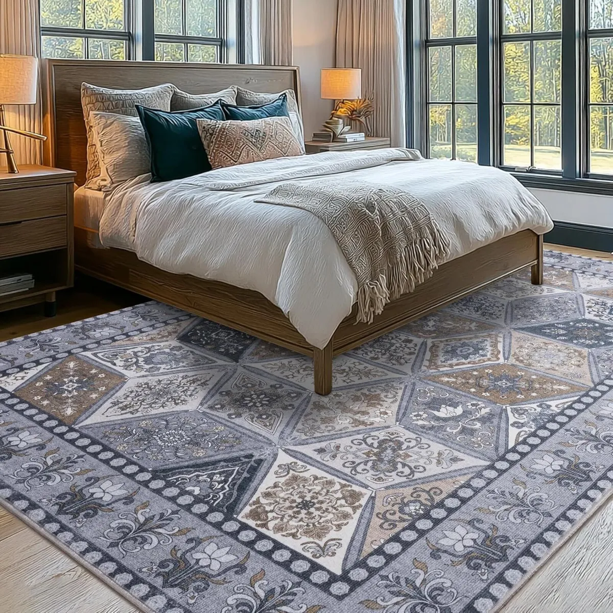 Vintage Area Rugs for Bedroom 200x230 cm Retro - Image 3