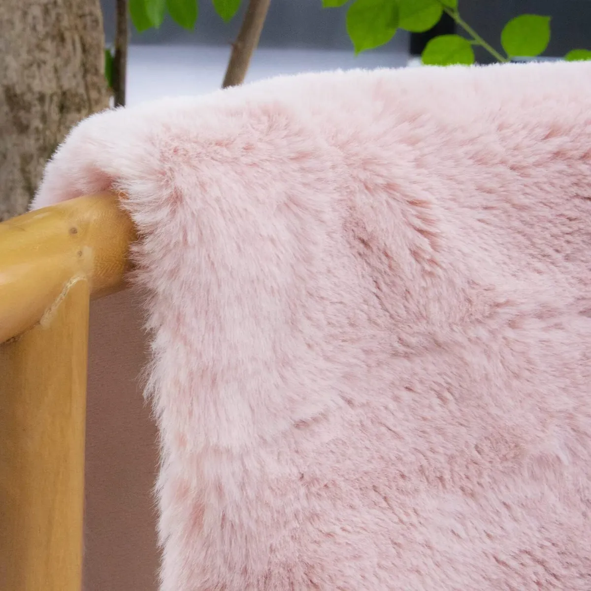 Pink Fuzzy Faux Rabbit Washable Fur Rug for Girls - Image 3