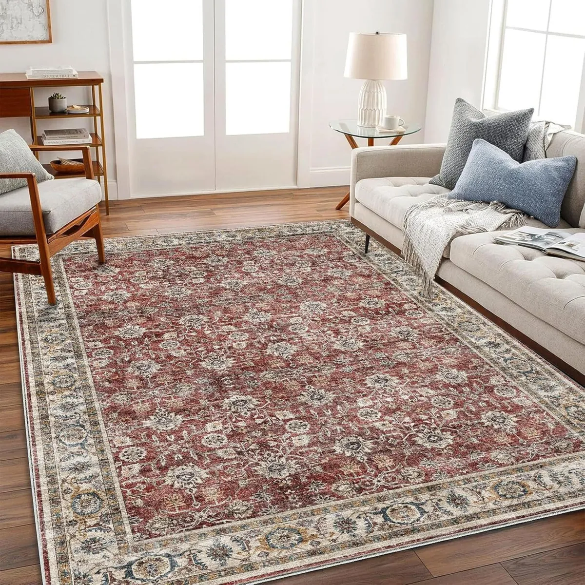 Area Rug 6'x9' Washable Vintage Traditional Floor - Image 1