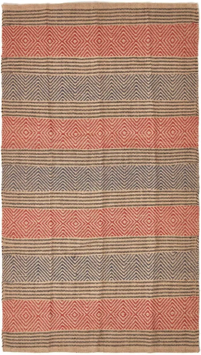 Extra Large Modern Jute Rug Red and Blue Geometric - Image 2