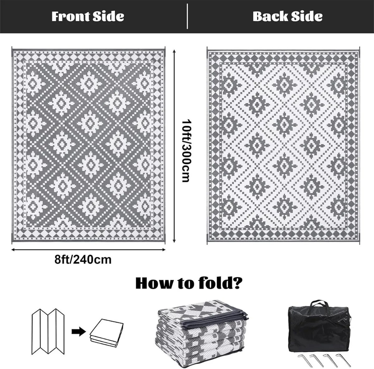 Outdoor Rug Waterproof 240 x 300 cm Large - Image 2