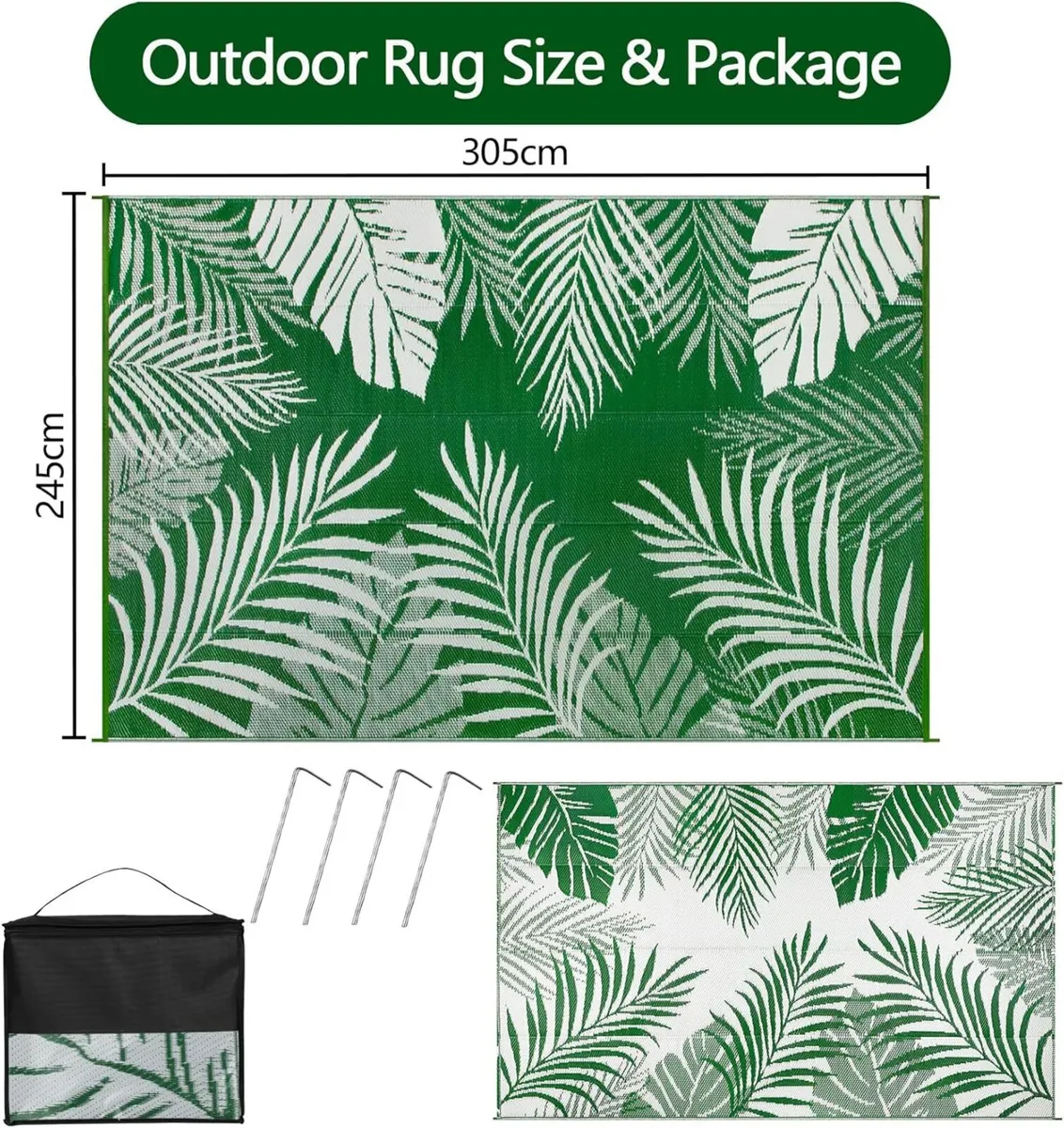 Outdoor Rugs for Garden Waterproof 245x305cm - Image 2