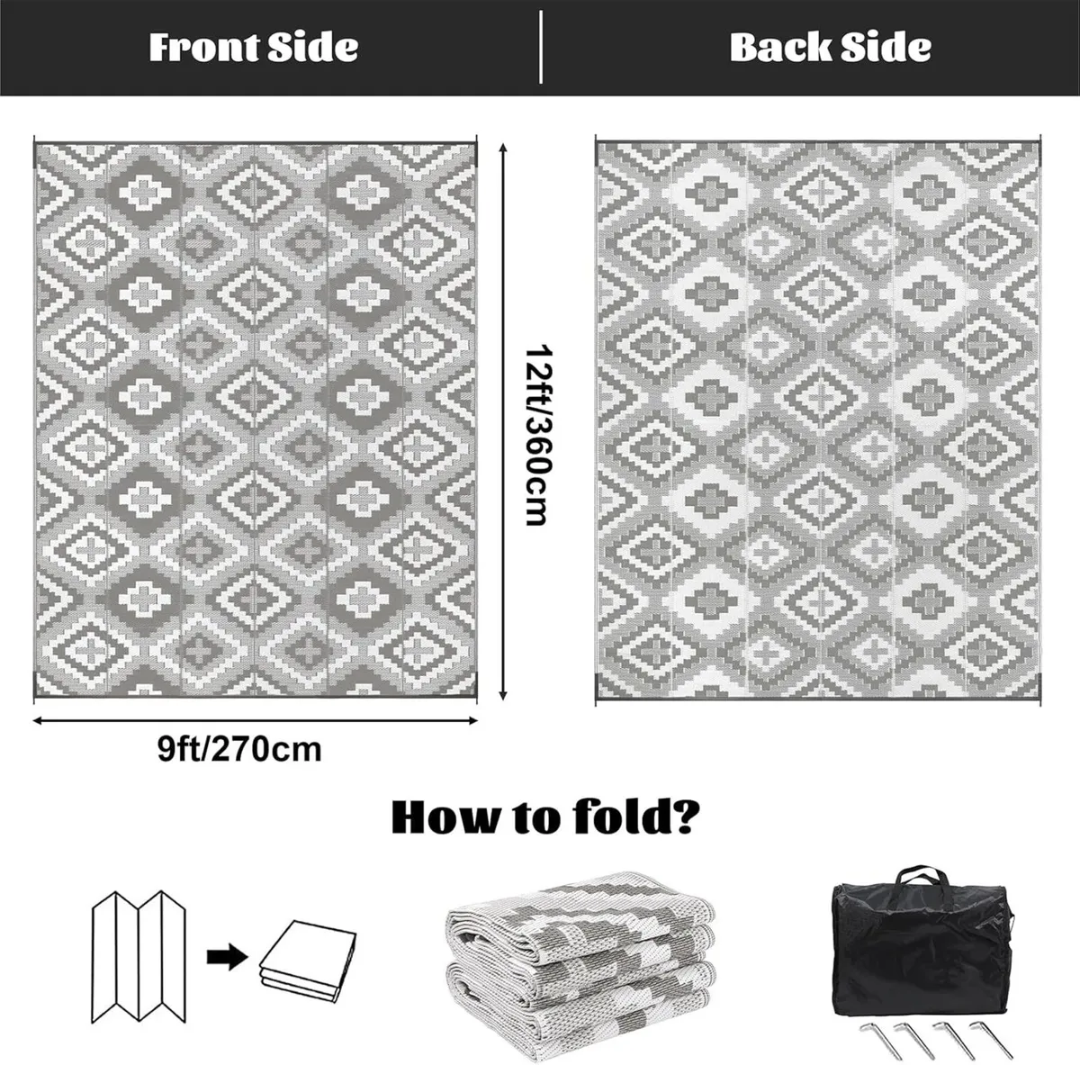Outdoor Rug Waterproof 270 x 360 cm Large - Image 2