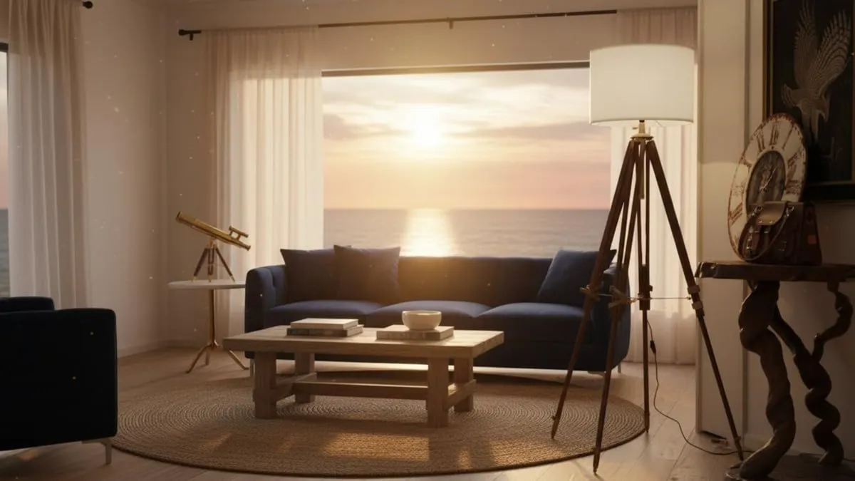 Tripod Floor Lamp Nautical Home Decor Brown - Image 2