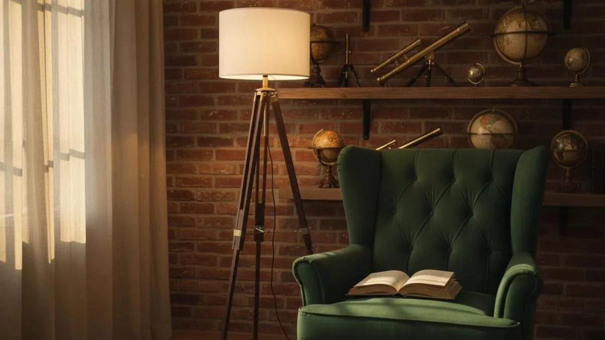 Tripod Floor Lamp Nautical Home Decor Brown - Image 1