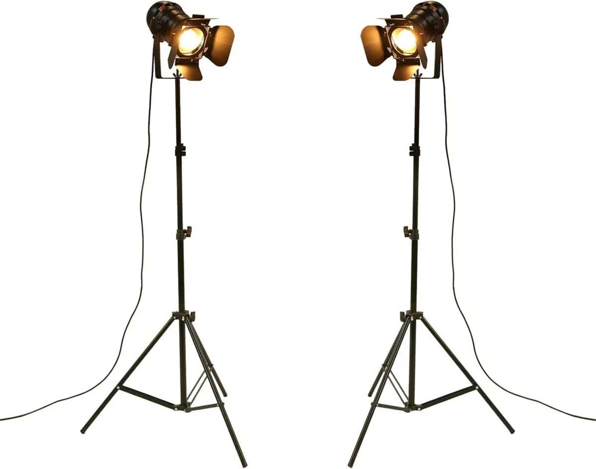 Industrial Black Tripod Floor Lamp Stand Lights - Image 1
