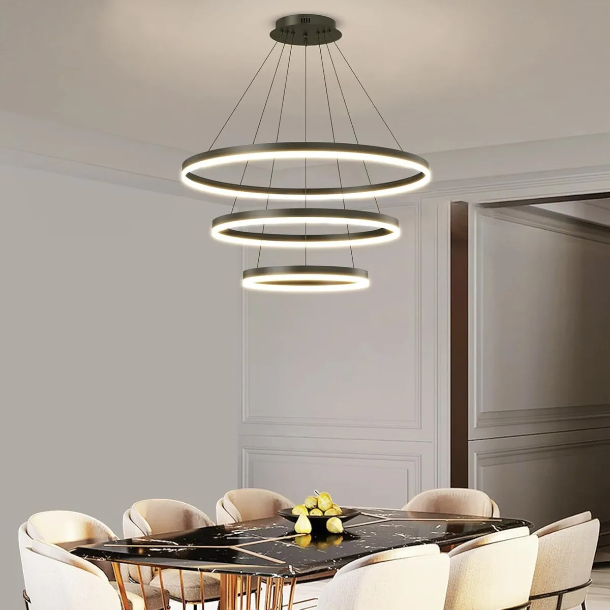 LED Modern Pendant Light Fixture 3 Ring Circular - Image 1