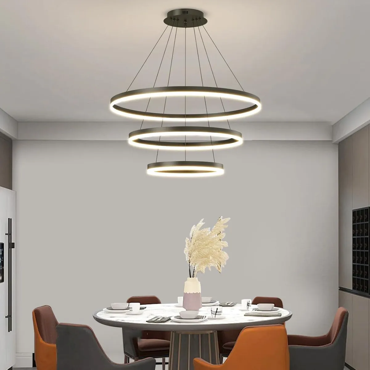 LED Modern Pendant Light Fixture 3 Ring Circular - Image 3