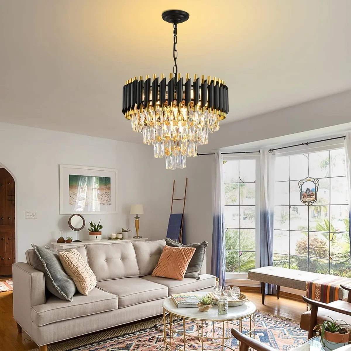 Gold Modern Crystal Chandeliers 4-Tier K9 Round - Image 2